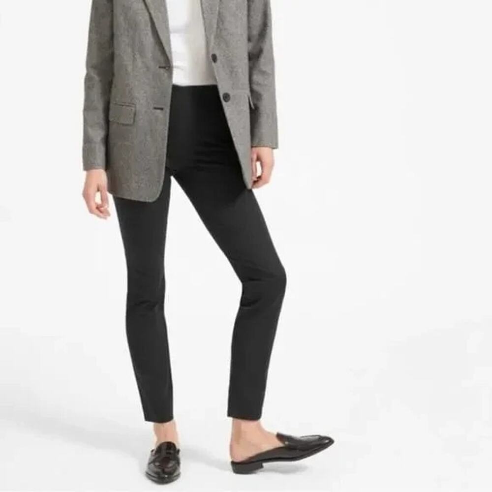 New Everlane The Work Pant Women’s Black High Rise Side Zip Ankle Slim Pants 8